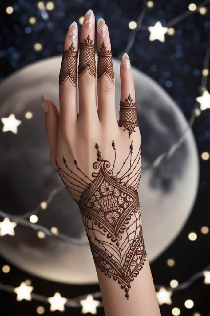 mehandi arabic design celestial