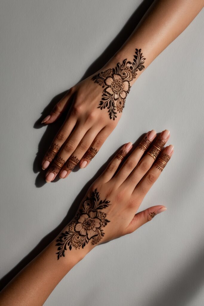 back hand simple both hand mehndi design