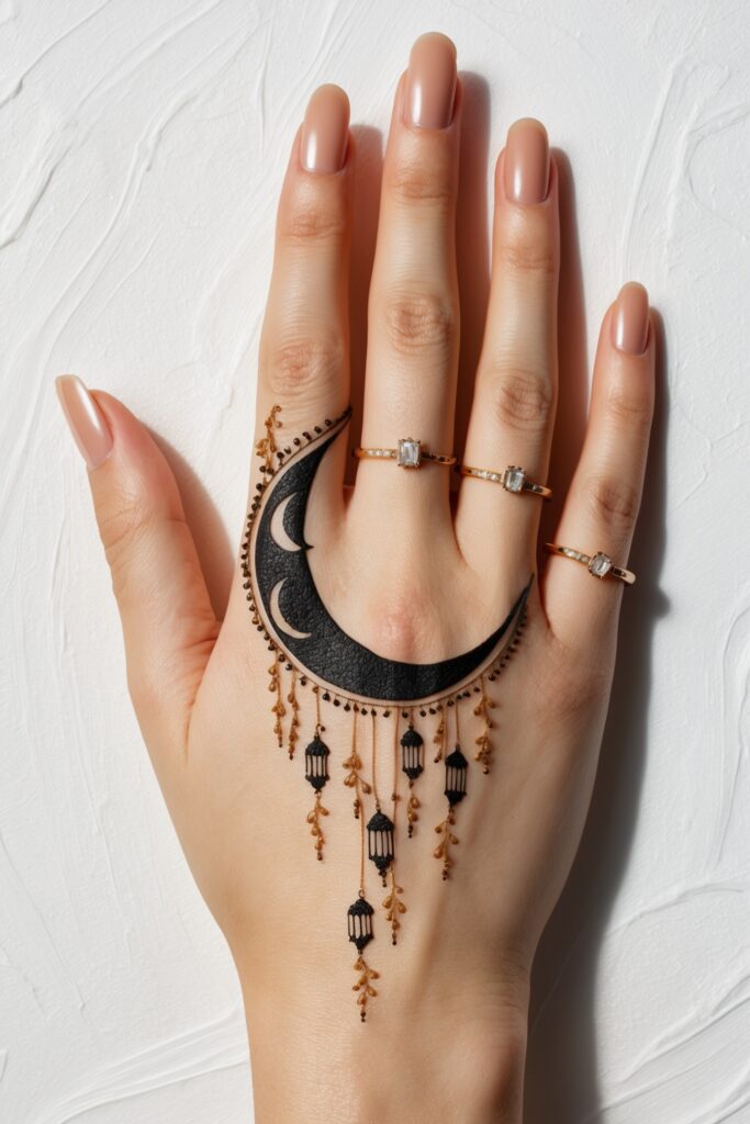 back hand simple celestial mehndi design