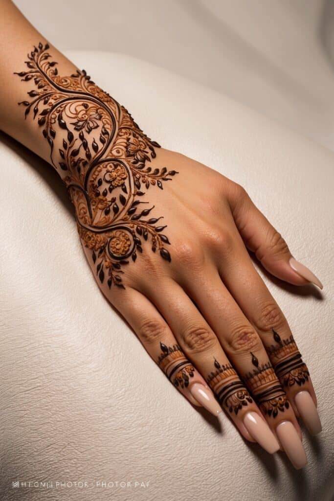 back hand simple vien mehndi design