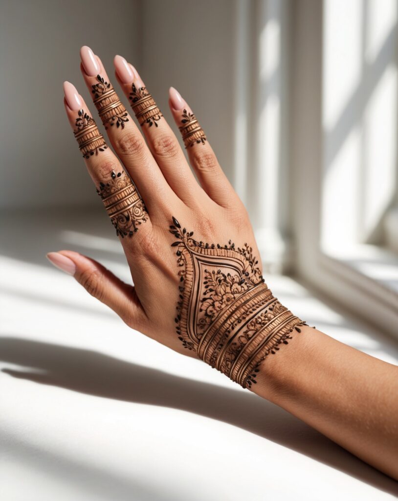 back hand simple mehndi design full wrist