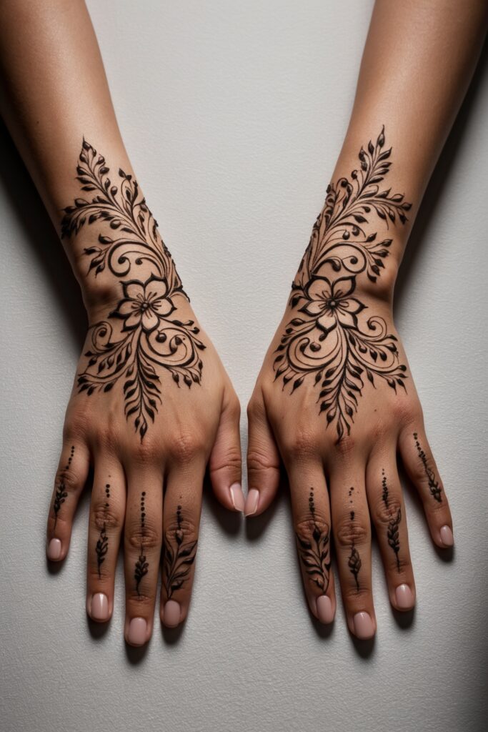 both hand floral mehndi